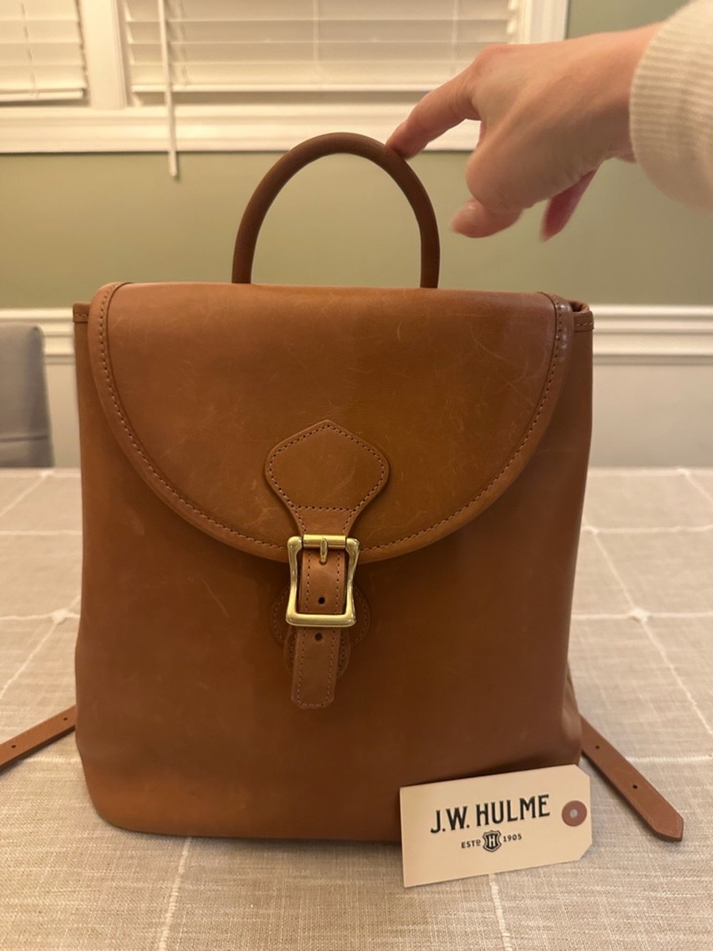 J.W. Hulme Legacy Backpack Tan Leather Top-Handle Backpack